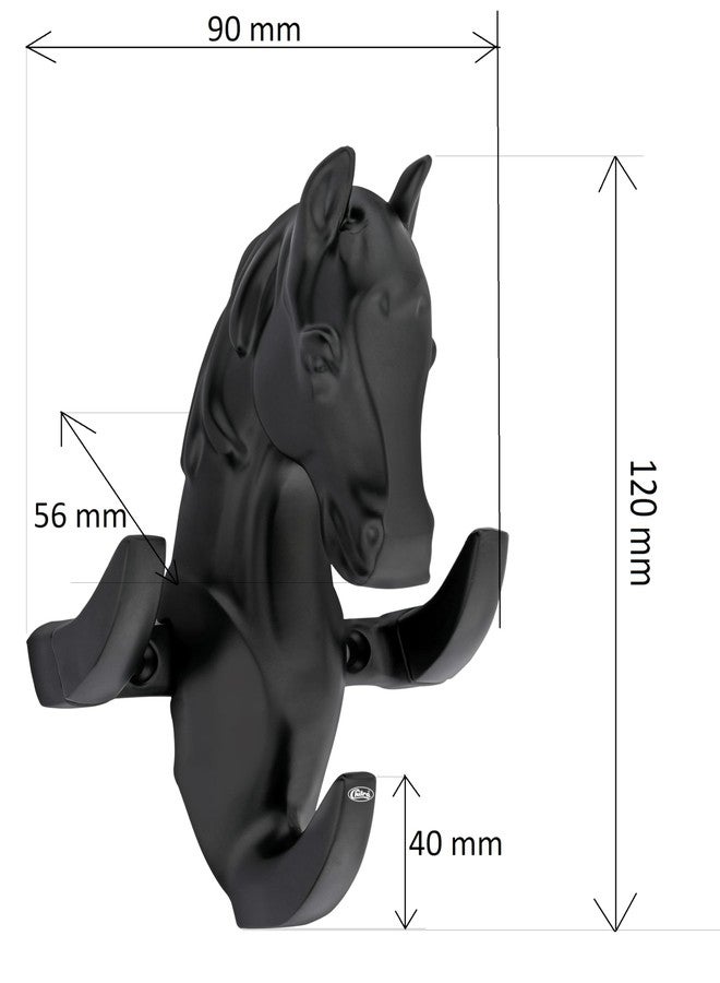 Chitra 3 Pin Horse Style Zinc Alloy Robe Hook/Cloth-Towel Hanger/Door Hanger-Hook/Bathroom Accessories (Black Matt) Pack of 1 pc - Image 3